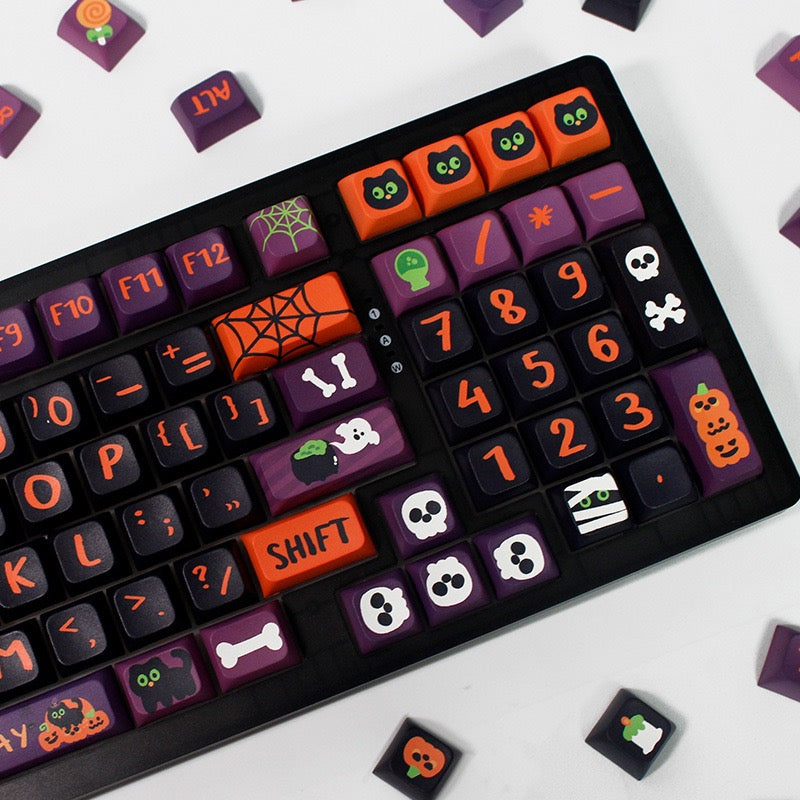 Pusakoa Halloween Black Cat Themed Keycaps