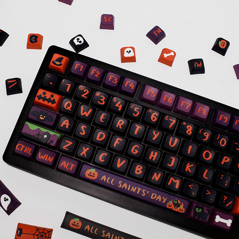 Pusakoa Halloween Black Cat Themed Keycaps